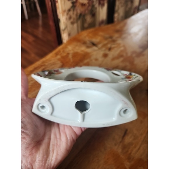 Vtg Floral White Ceramic Wall Mount Toothbrush & Cup Holder Cottage Country - Picture 2 of 15